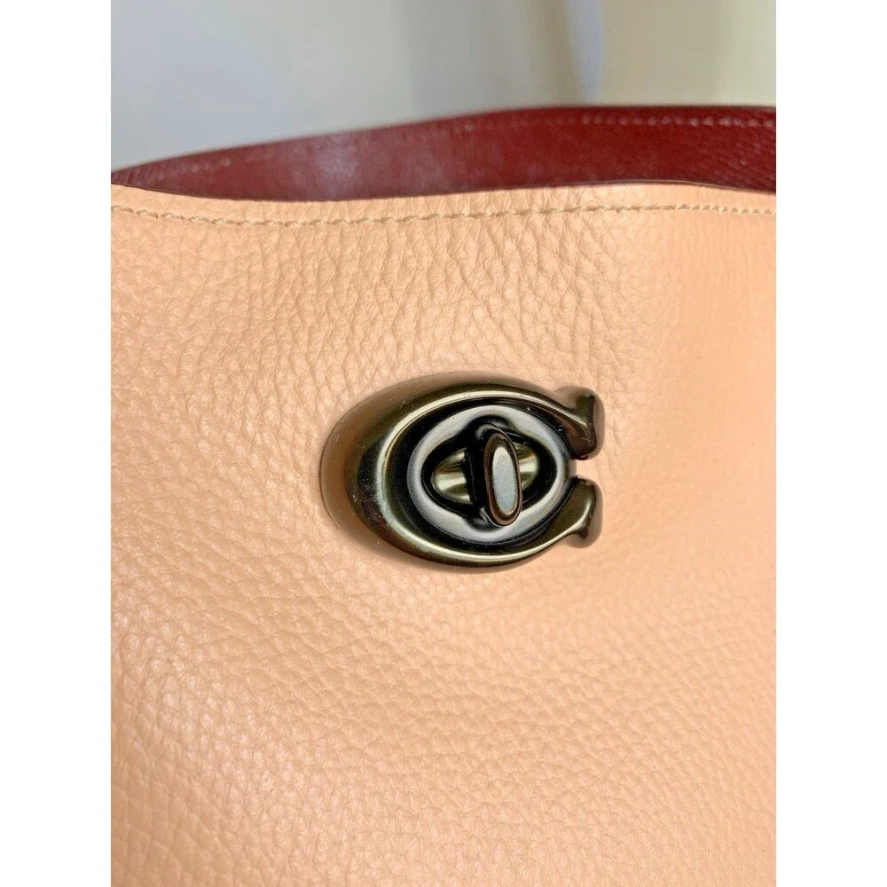 COACH Willow Shoulder Bag Faded Blush Colorblock Signature Canvas Interior C2267